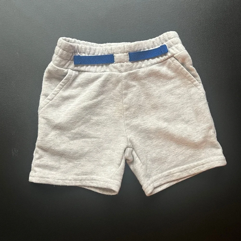 Member's Mark Baby Boys Heather Gray Knit Playwear Shorts 12M Blue Detail (0982)